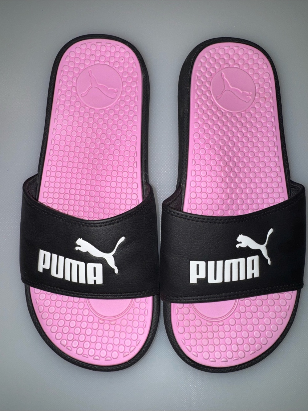 Puma Black Slide Sandals with White Logo